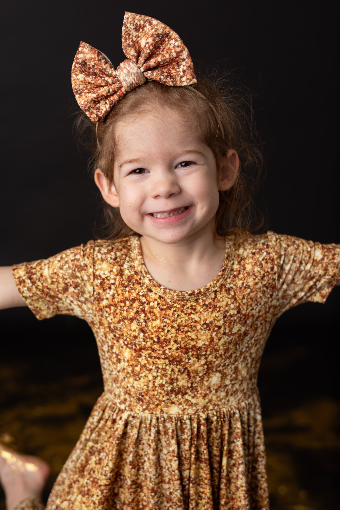 Gold Shimmer | Toddler Girl Nylon Bow