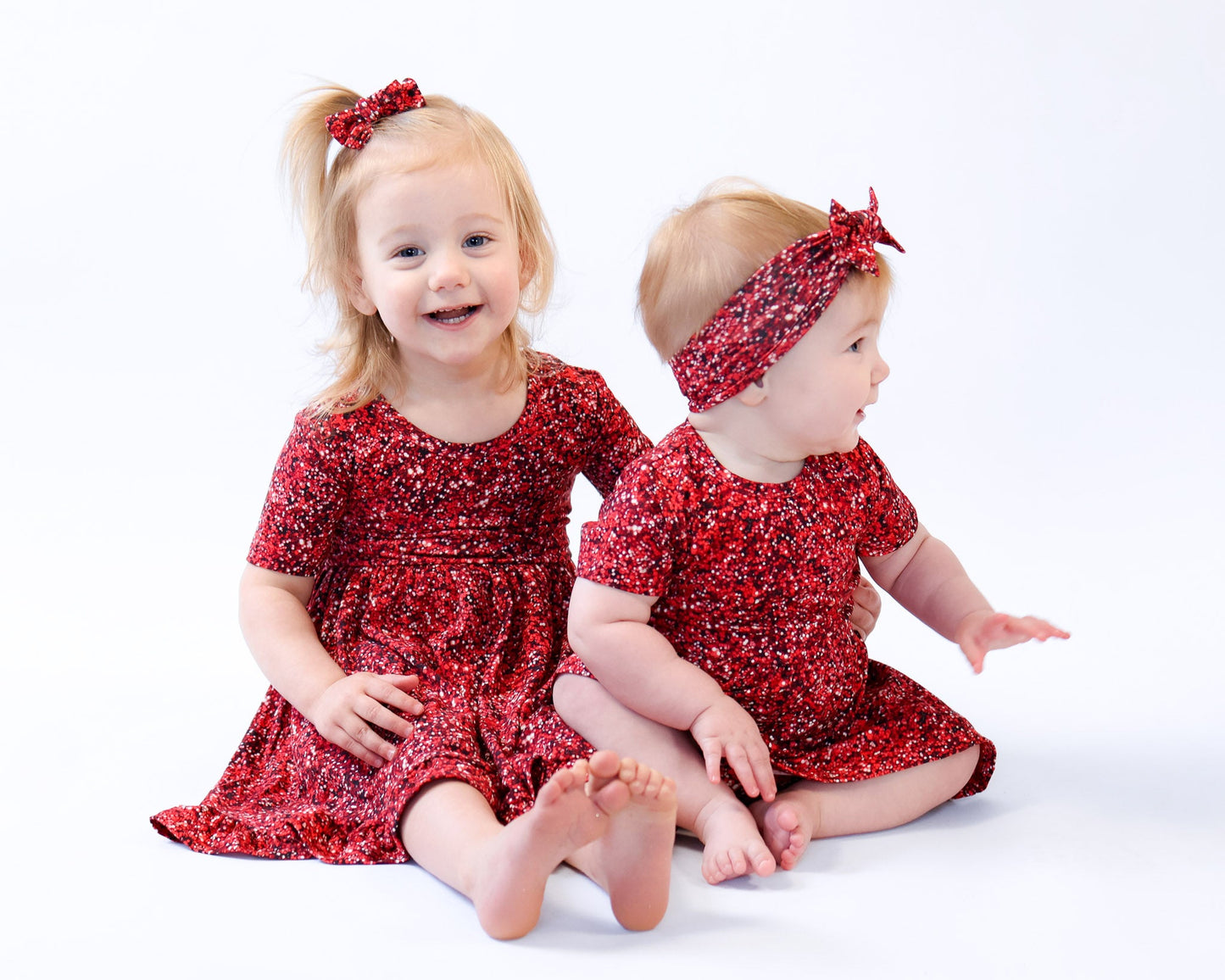 Ruby Shimmer | Baby Bamboo Clip on Bow Set