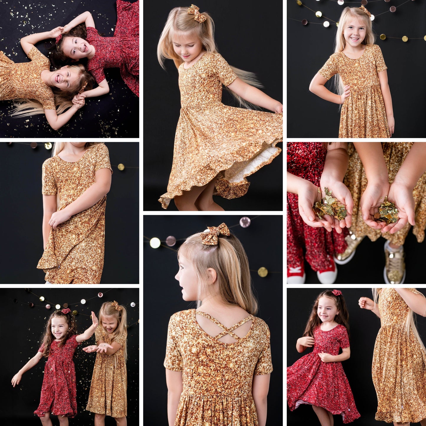 Gold Shimmer | Toddler & Girls Bamboo Ruffle Twirl Dress & Shorts