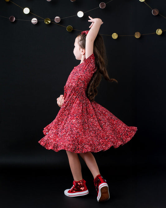 Ruby Shimmer | Toddler & Girls Bamboo Ruffle Twirl Dress & Shorts