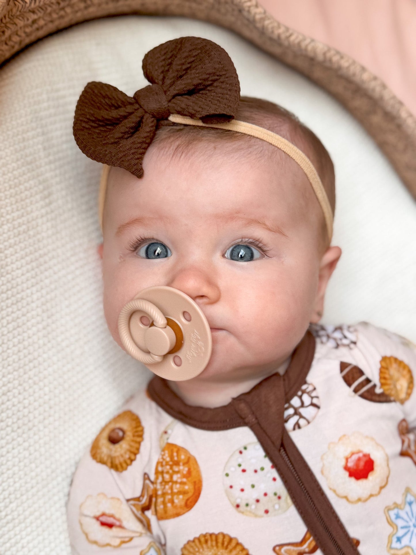 Christmas | Chocolate | Small Nylon Bow Headband