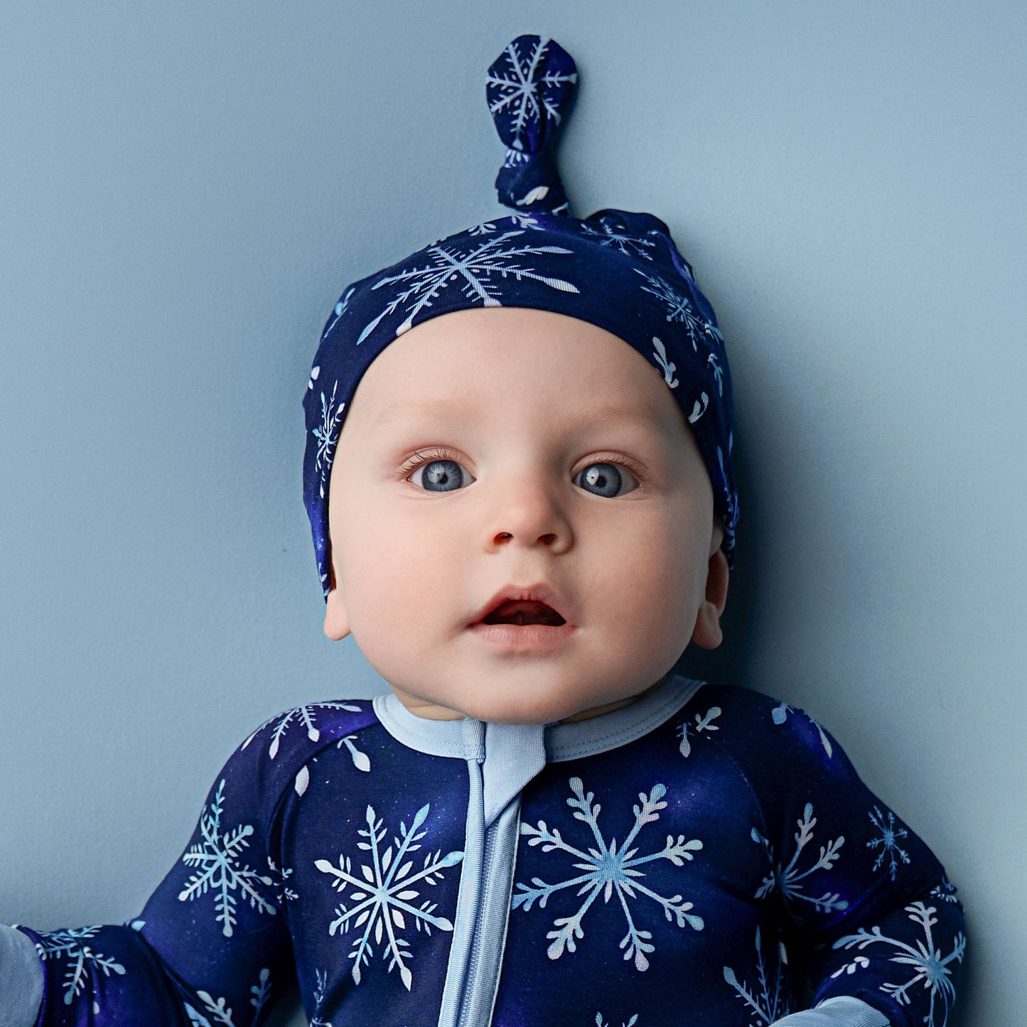 Icy Snowflakes | Bamboo Baby Knotted Hat