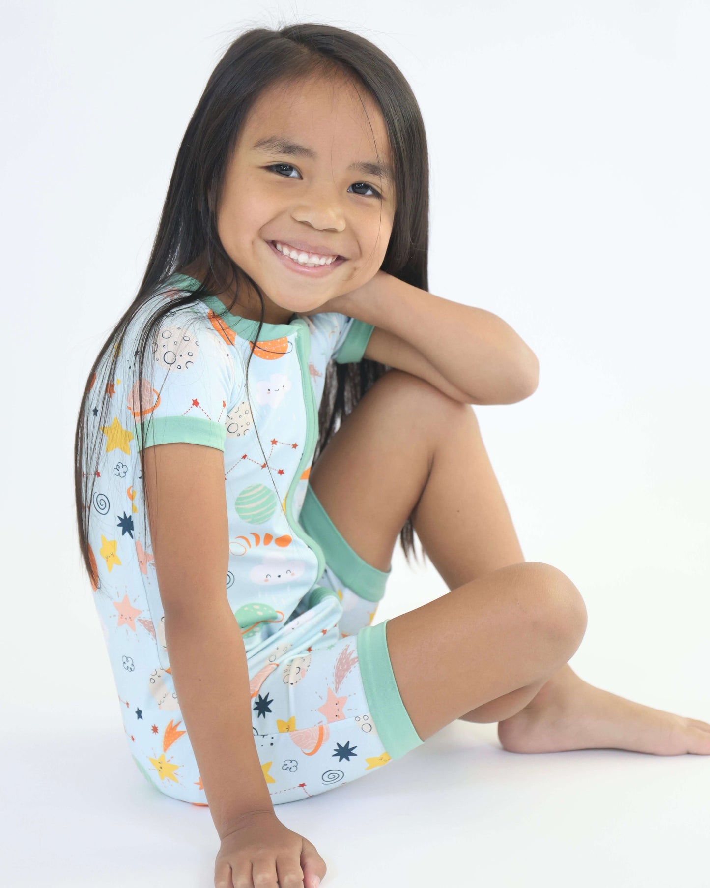 Bamboo Short Zipp Romper - Cosmic