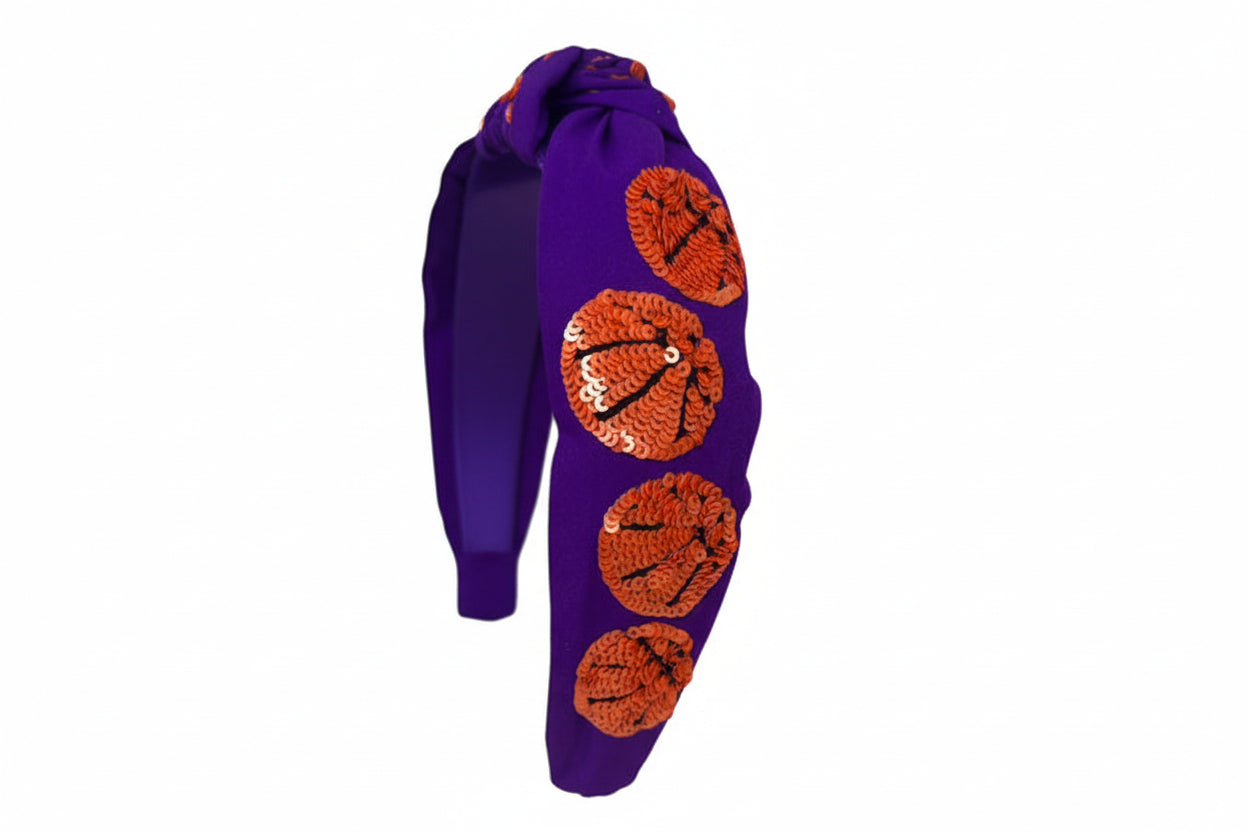 Headband Knot - Basketball - Purple