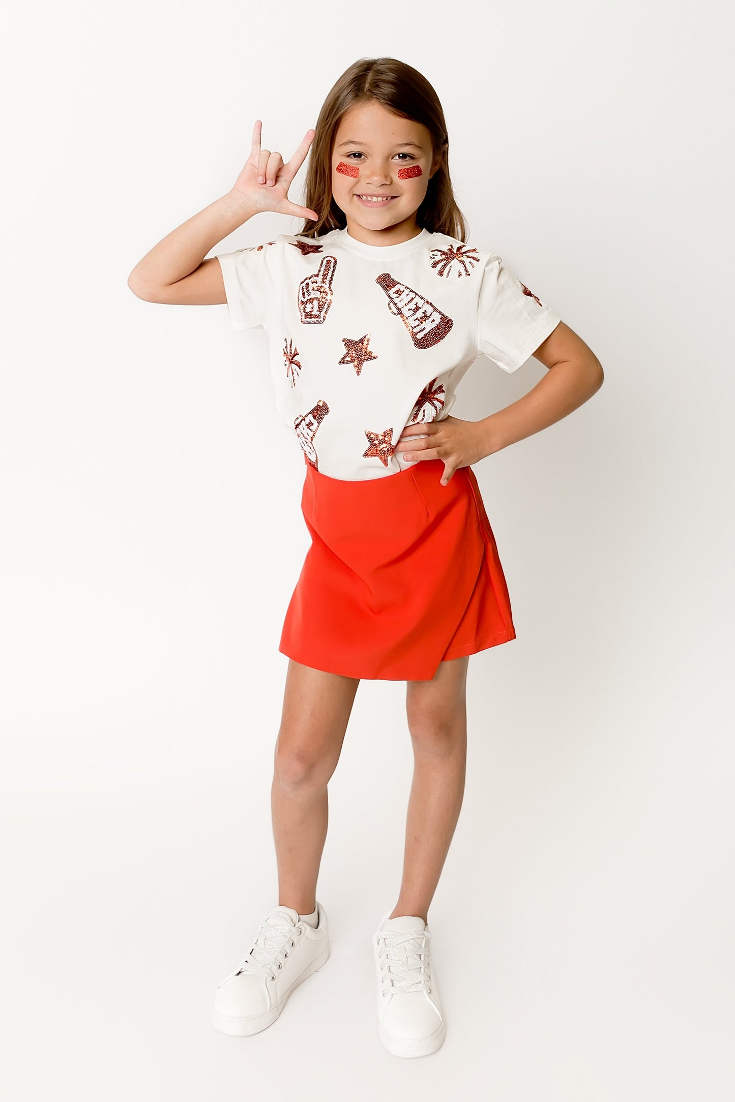 Kids' Burnt Orange Cheer Sequin Tee