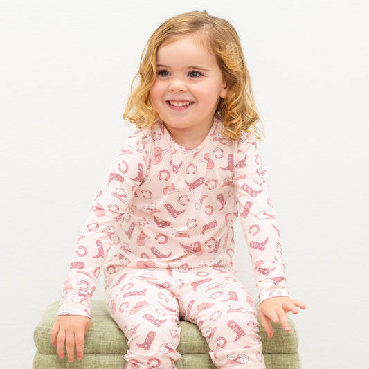 Pink Western Boots Pajama Set