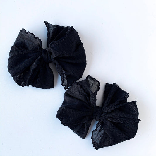 Black | Ruffled Hair Clip