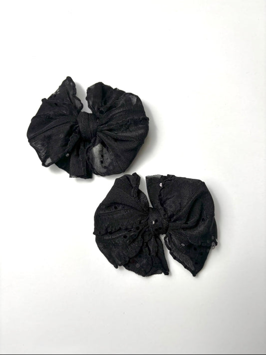 Black Sequin | Ruffled Hair Clip