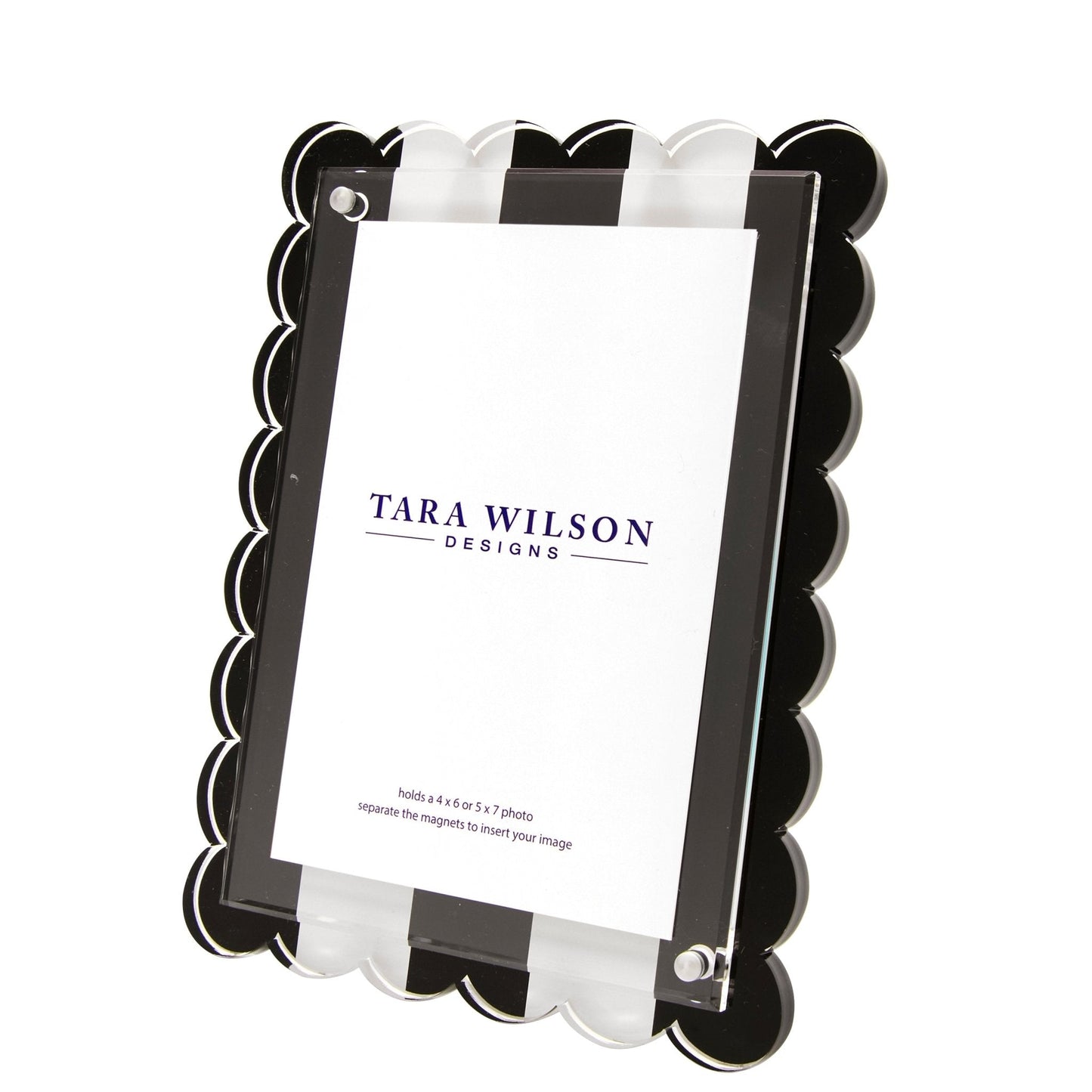 Black & White Stripe Acrylic Scallop Frame
