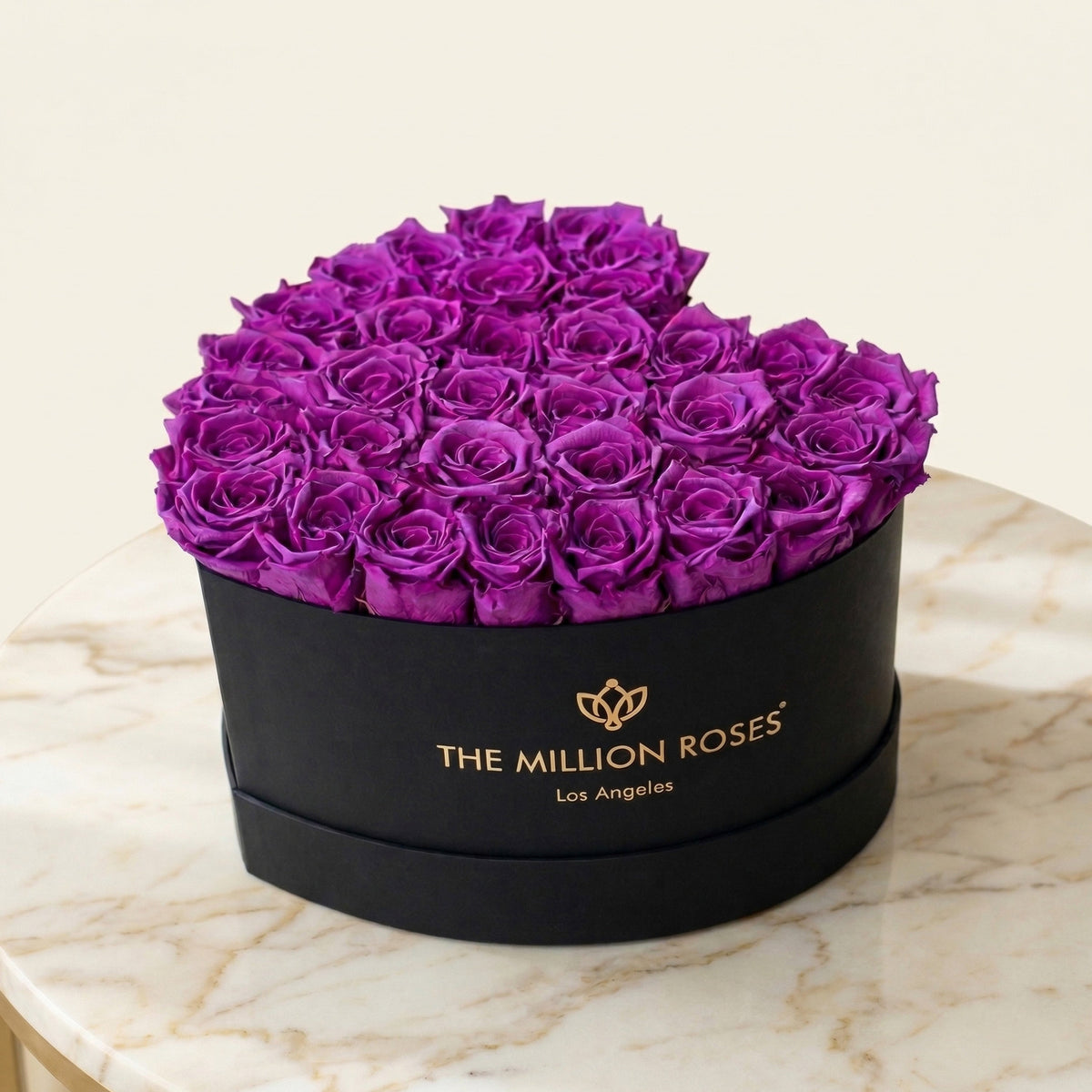 Heart Black Box | Bright Purple Roses