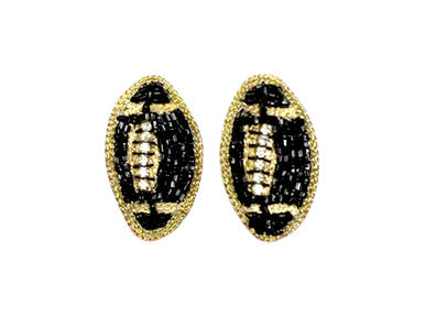 Football Stud Earrings - Black and Gold