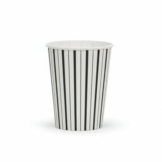 Black and White Fine Stripes Cups (Set of 8)