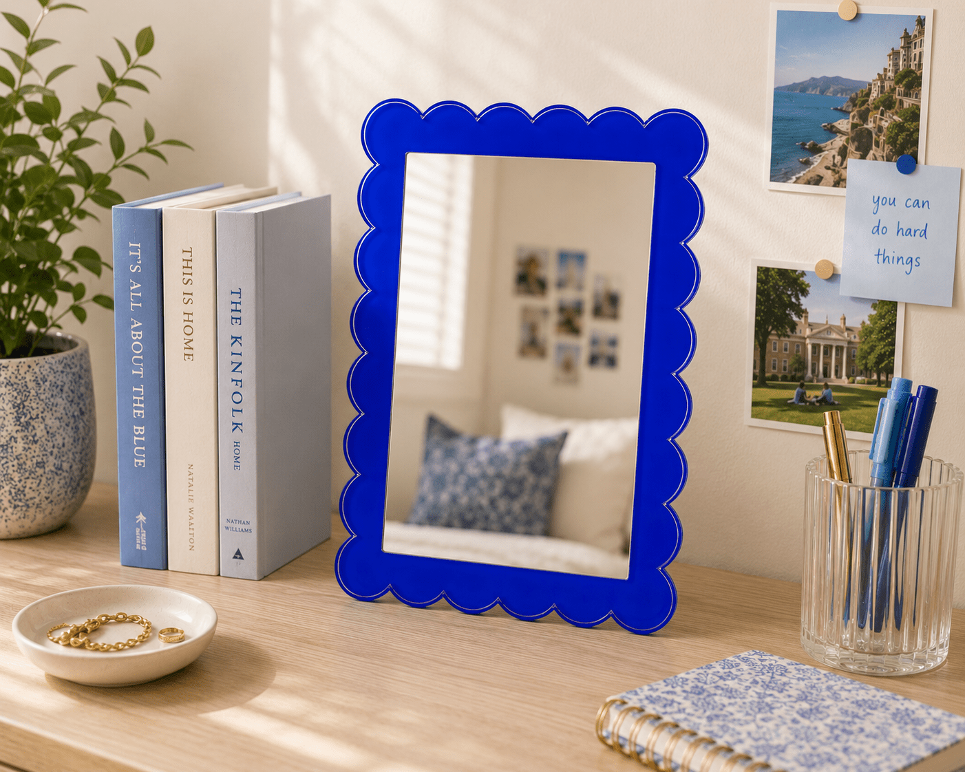 Blue Acrylic 11" x 13" Scallop Mirror
