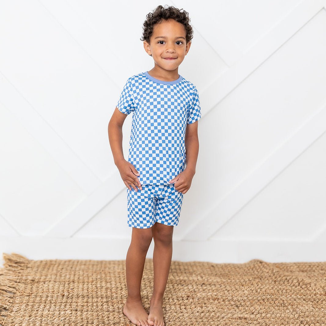 Blue Checks Shorts PJ Set