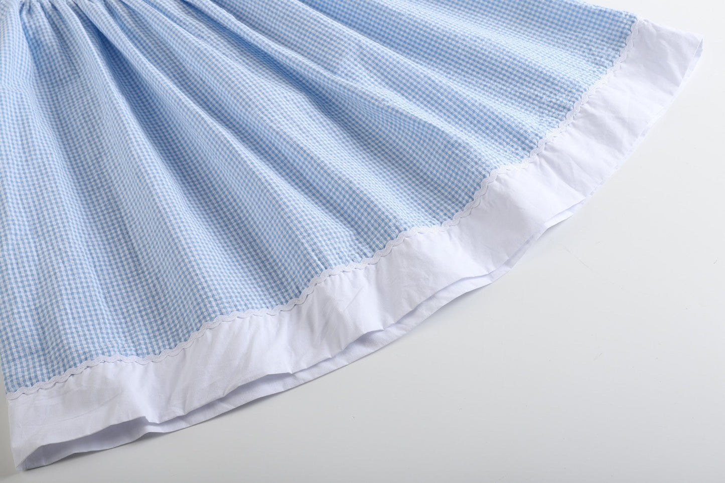Blue Gingham Bunny Smocked Bishop Dress