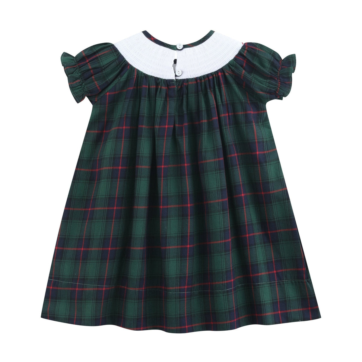 Blue, Green Red Plaid Christmas Santa Smocked Bishop Dress