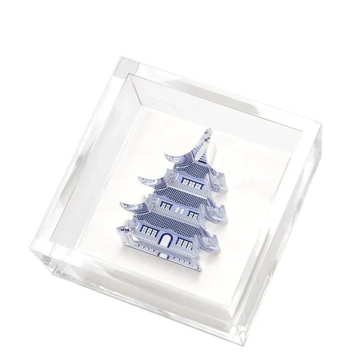 Blue Pagoda Acrylic Cocktail Napkin Holder