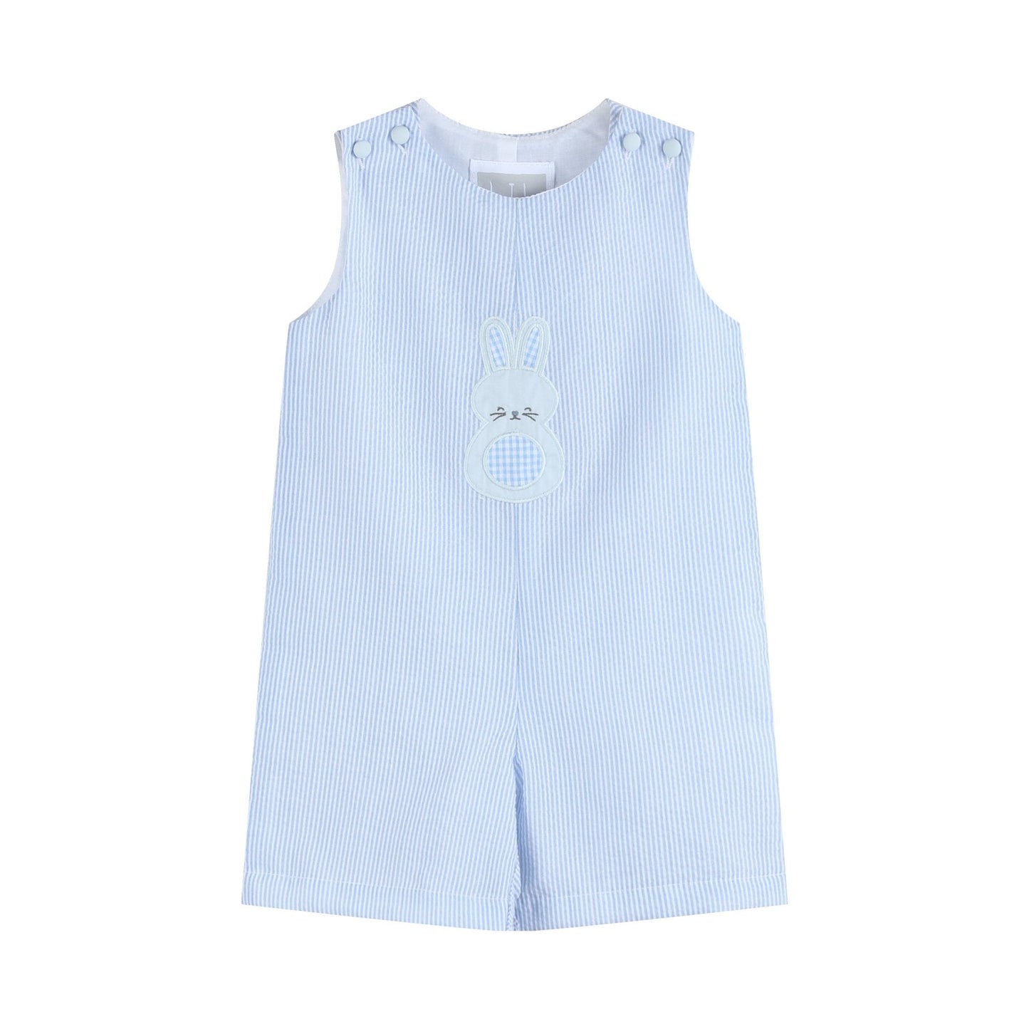 Blue Seersucker Gingham Bunny Shortall