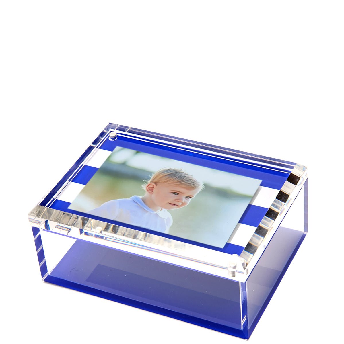 Blue & White Stripe Acrylic 5" x 7" Photo Box
