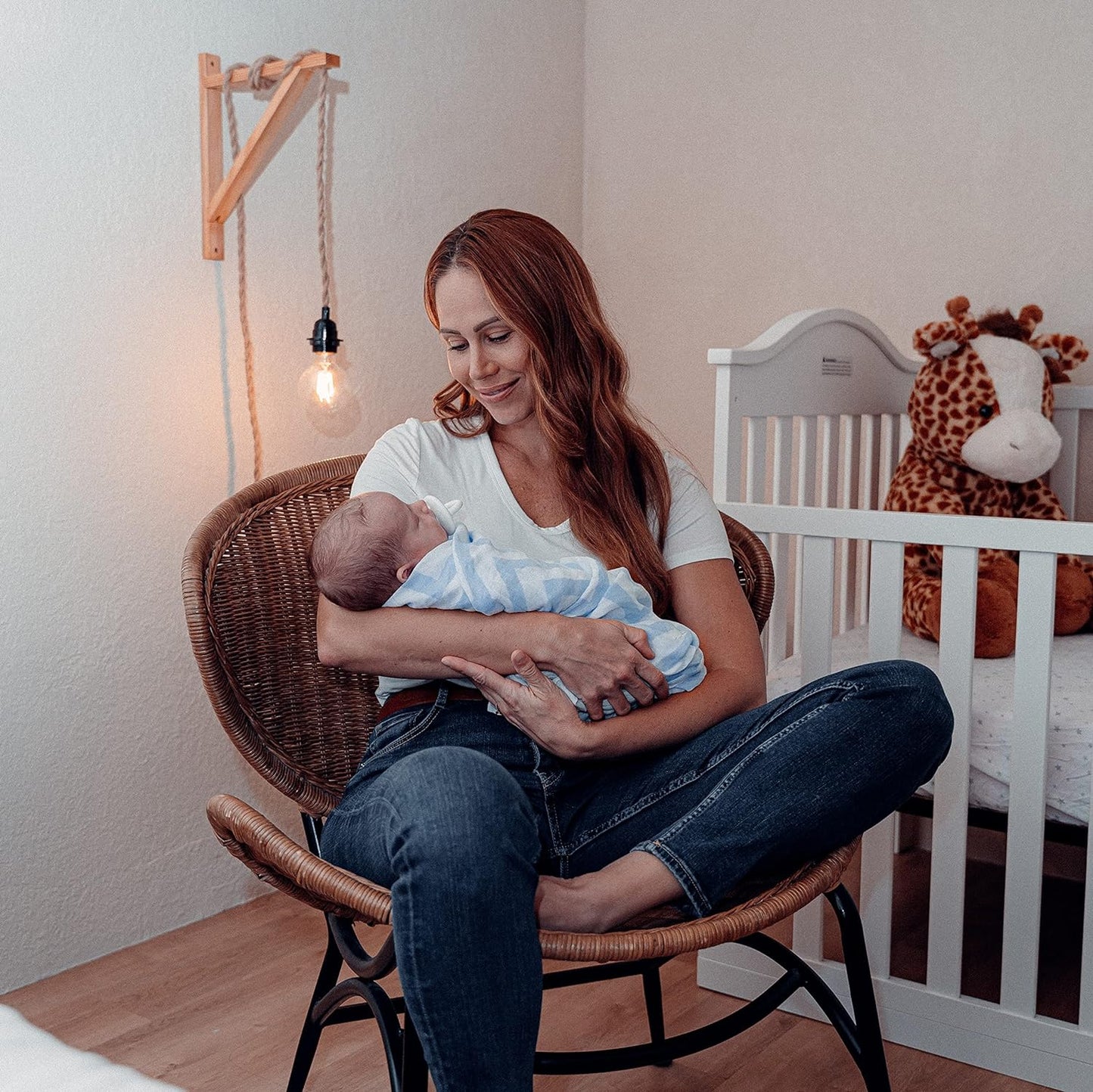 Muslin Swaddle Blankets in Blue, 4 Pack