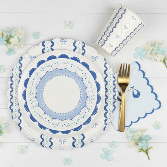 Blue Baby Shower Party Supplies Kit – Boy Baby Shower Tableware | Plates, Cups, Napkins | Party in a Box