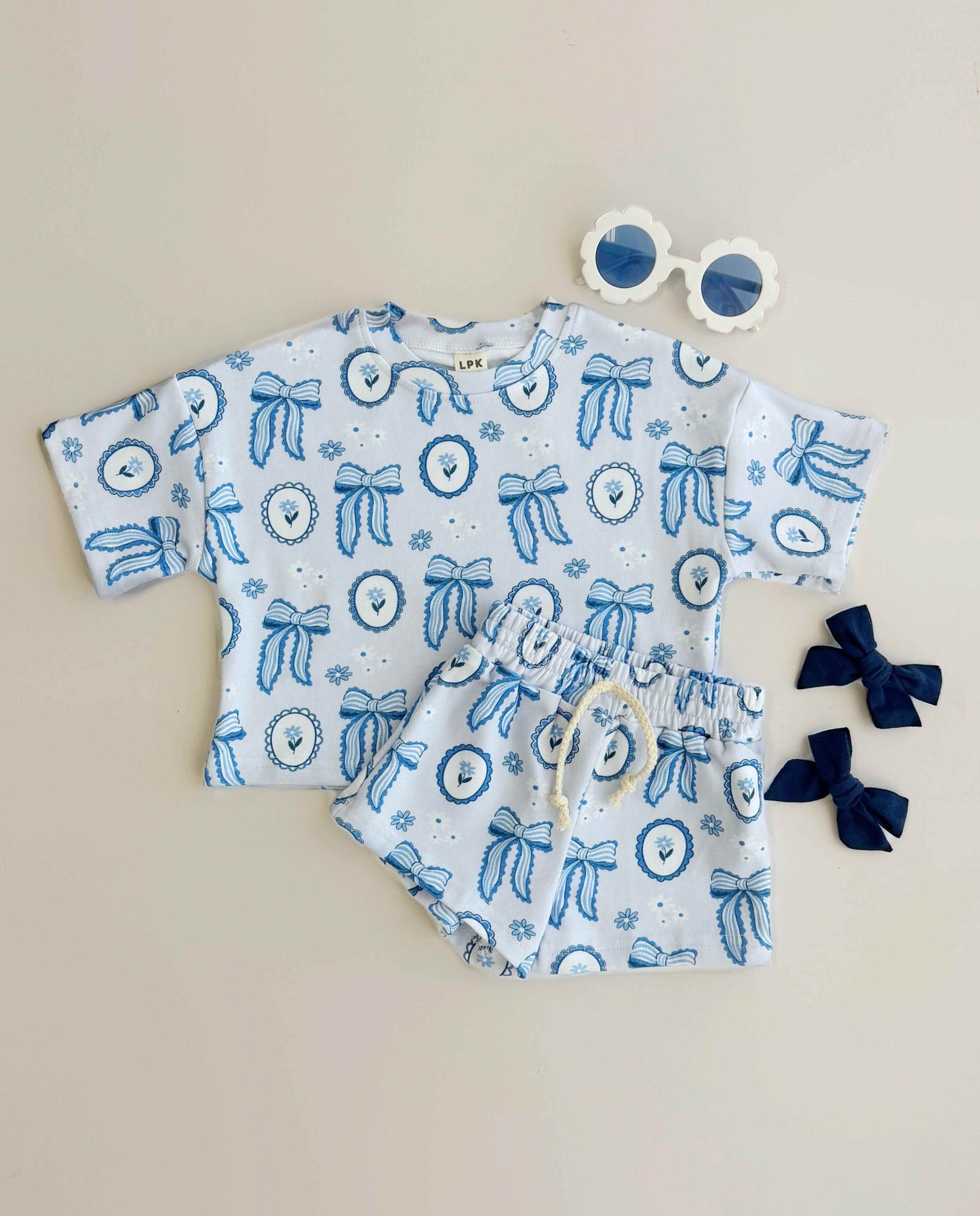 Shorts Set | Blue Bow