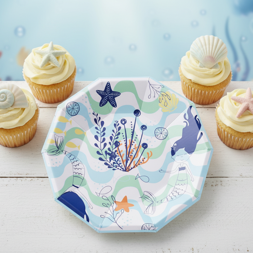 Mermaid Small Plates 7" (Set of 8) – Under the Sea Girls Birthday Party Supplies