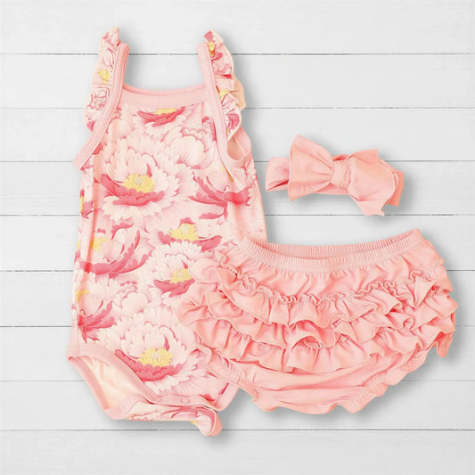 Blush Dreams Floral Ruffle Bloomer Set