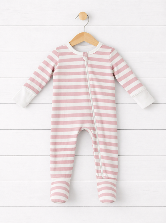 Blush Stripes Footie