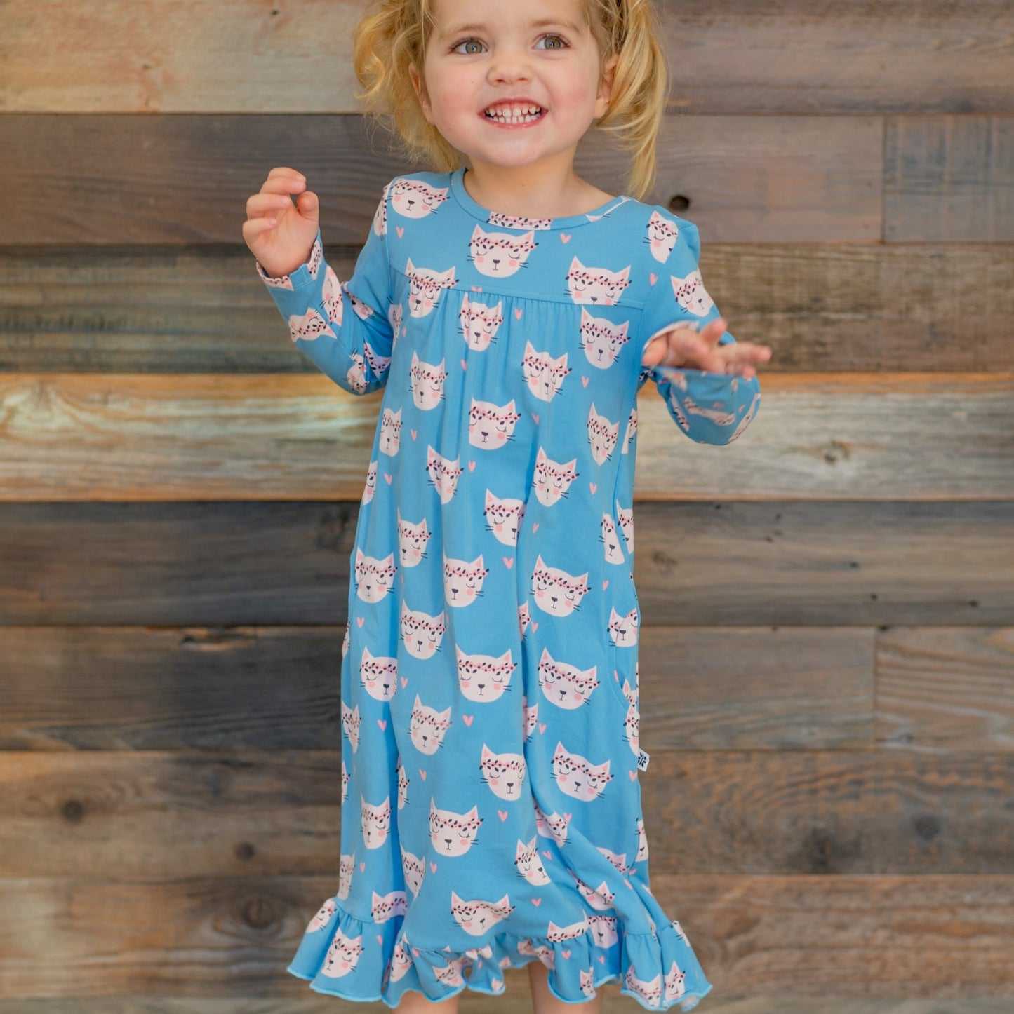 Pretty Pink Cat Boho Dress