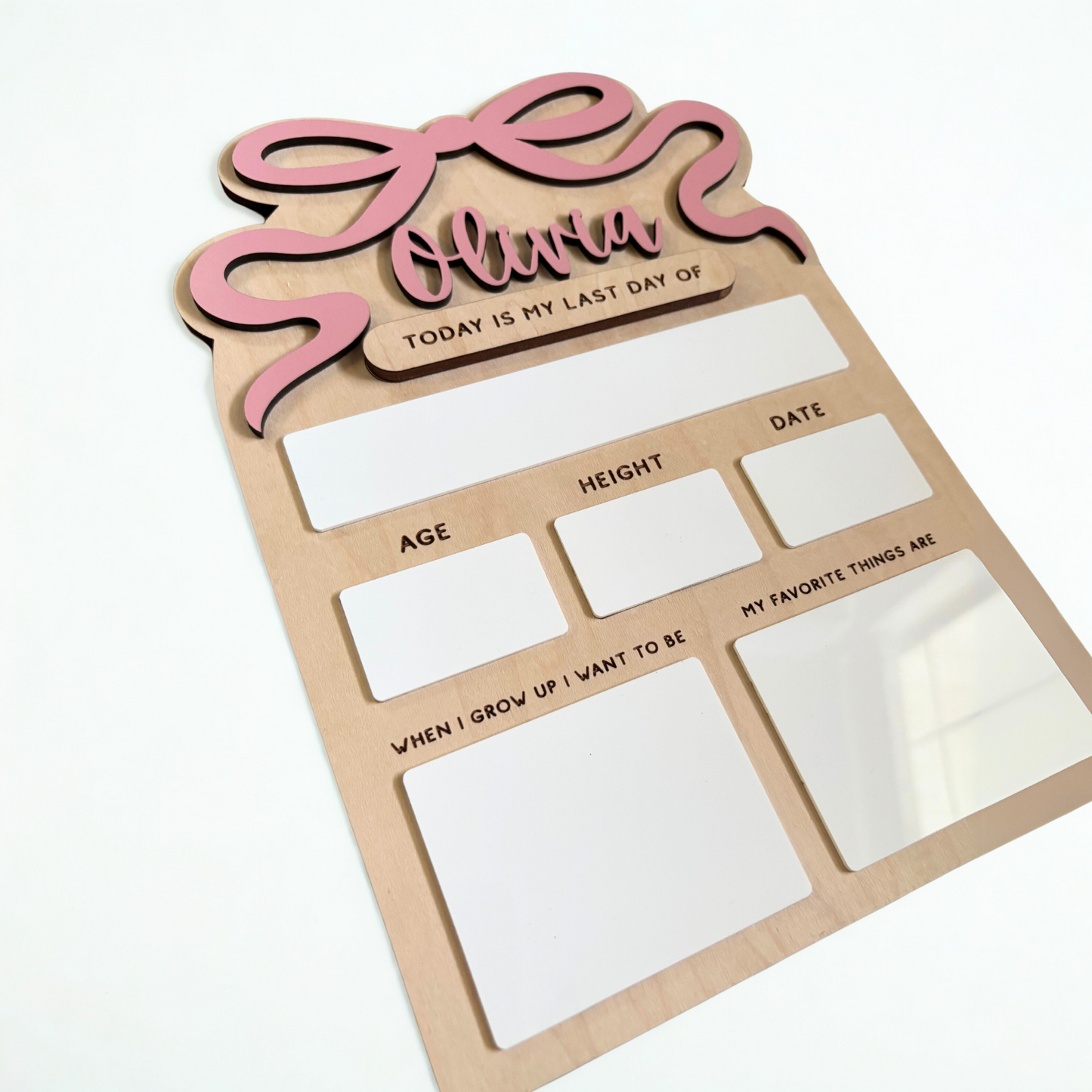 First Day School Sign Bow – Personalized Reusable Wooden Photo Prop