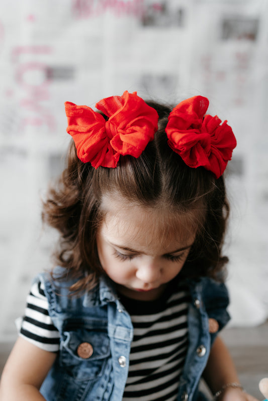 Bright Red | Ruffled Hair Clip