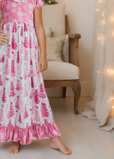 Bright Pink Tree Lounge Gown