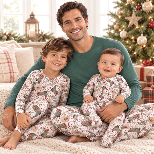 Western Christmas Family Matching Bamboo Pajamas - Cowboy