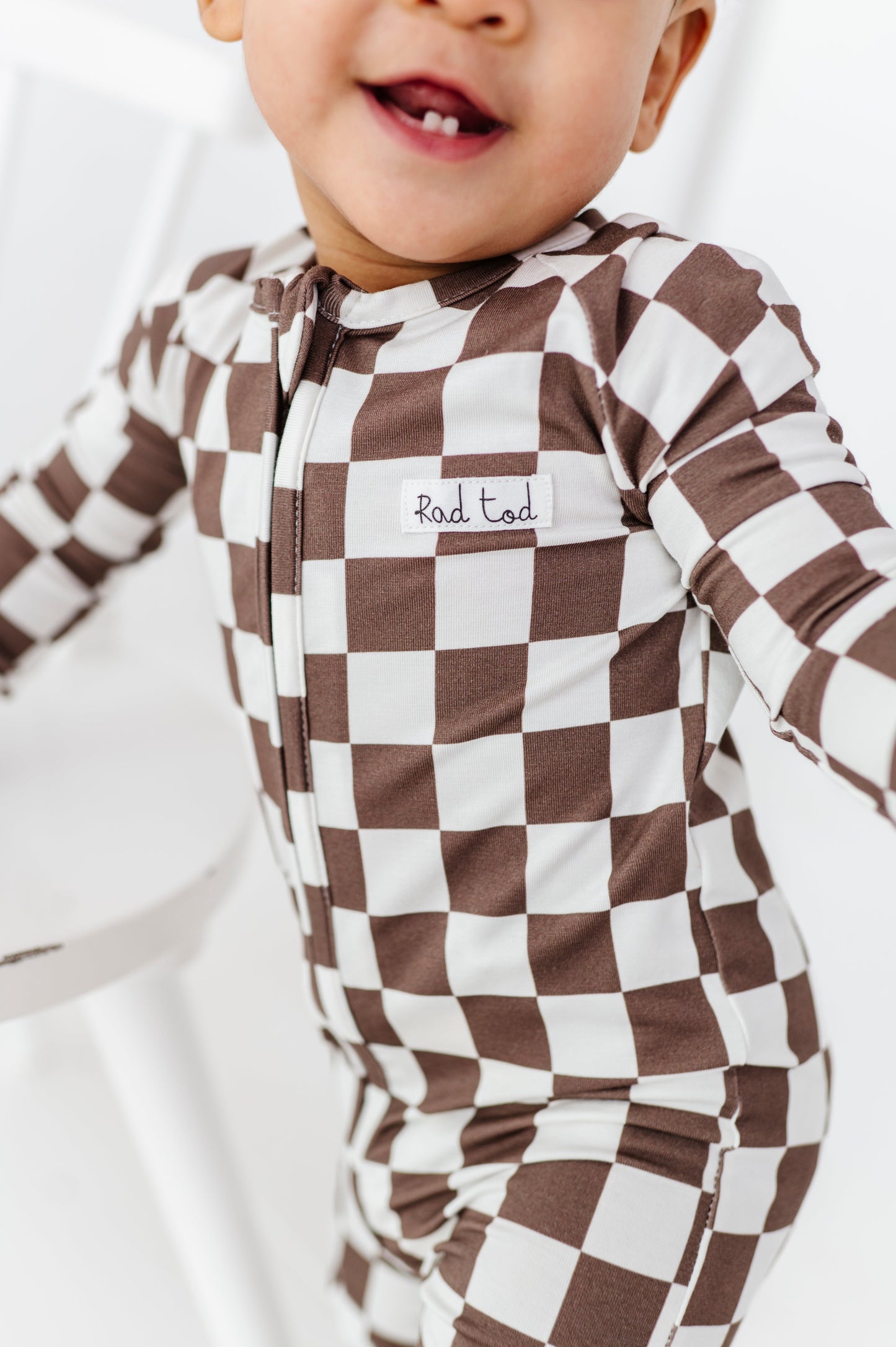 BRONZE CHECKERED BAMBOO ONESIE