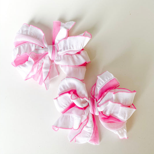 Bubblegum White Stripe | Ruffled Hair Clip