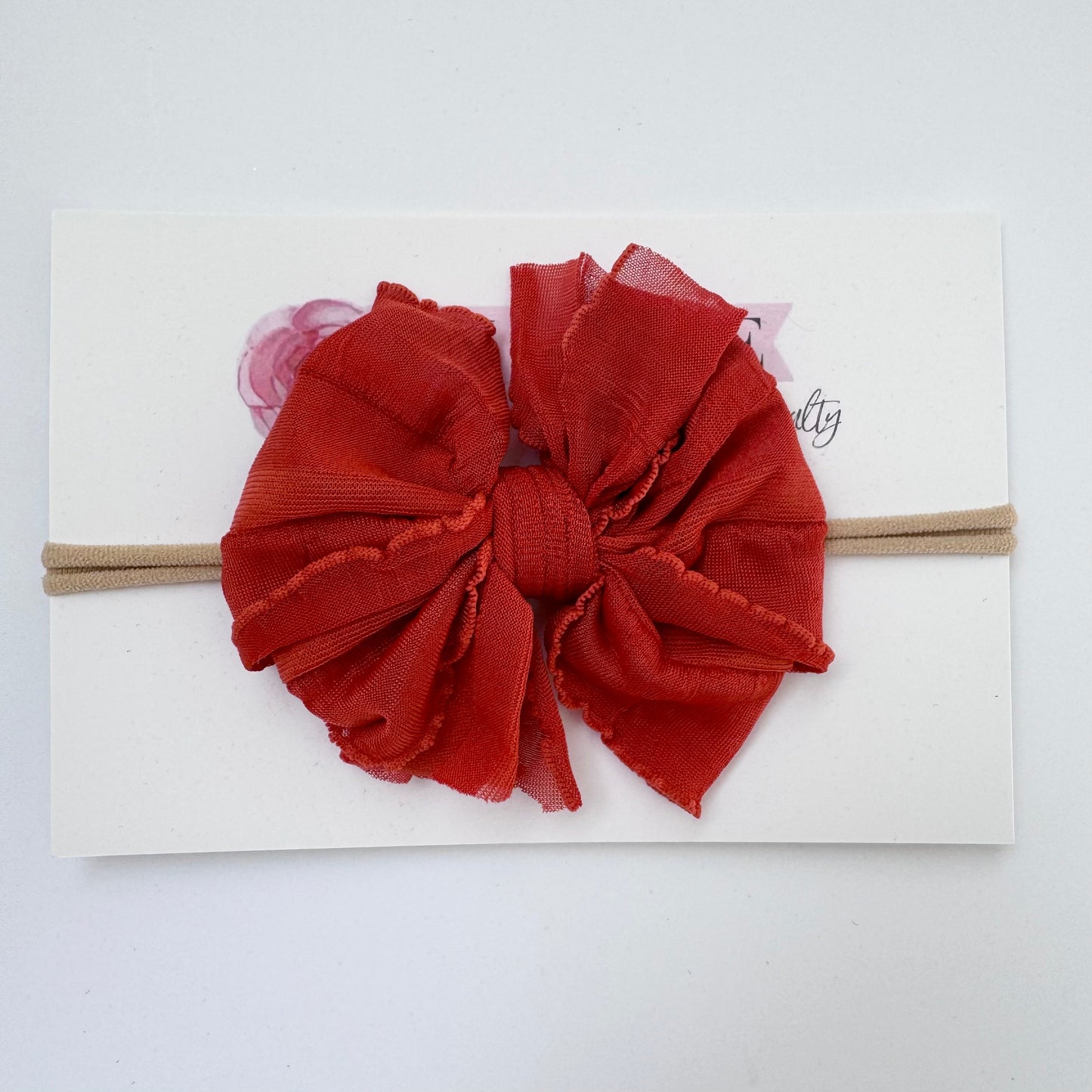 Burnt Orange | Skinny Mini Nylon Ruffled Baby Headband