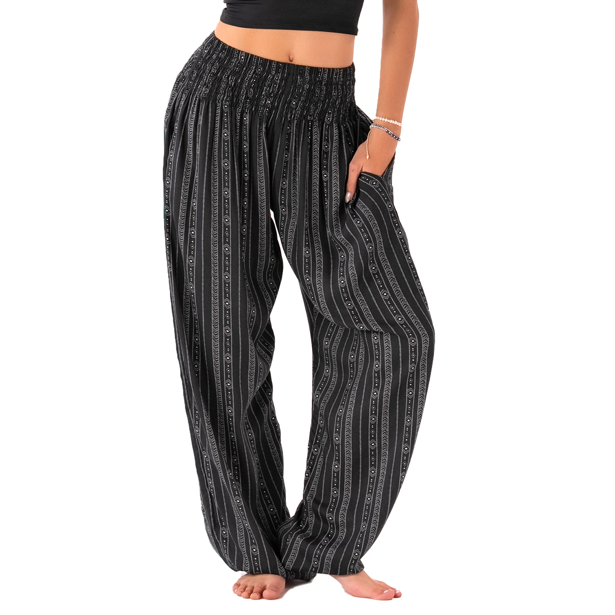 Akha Tribal Print Harem Pants with Pockets