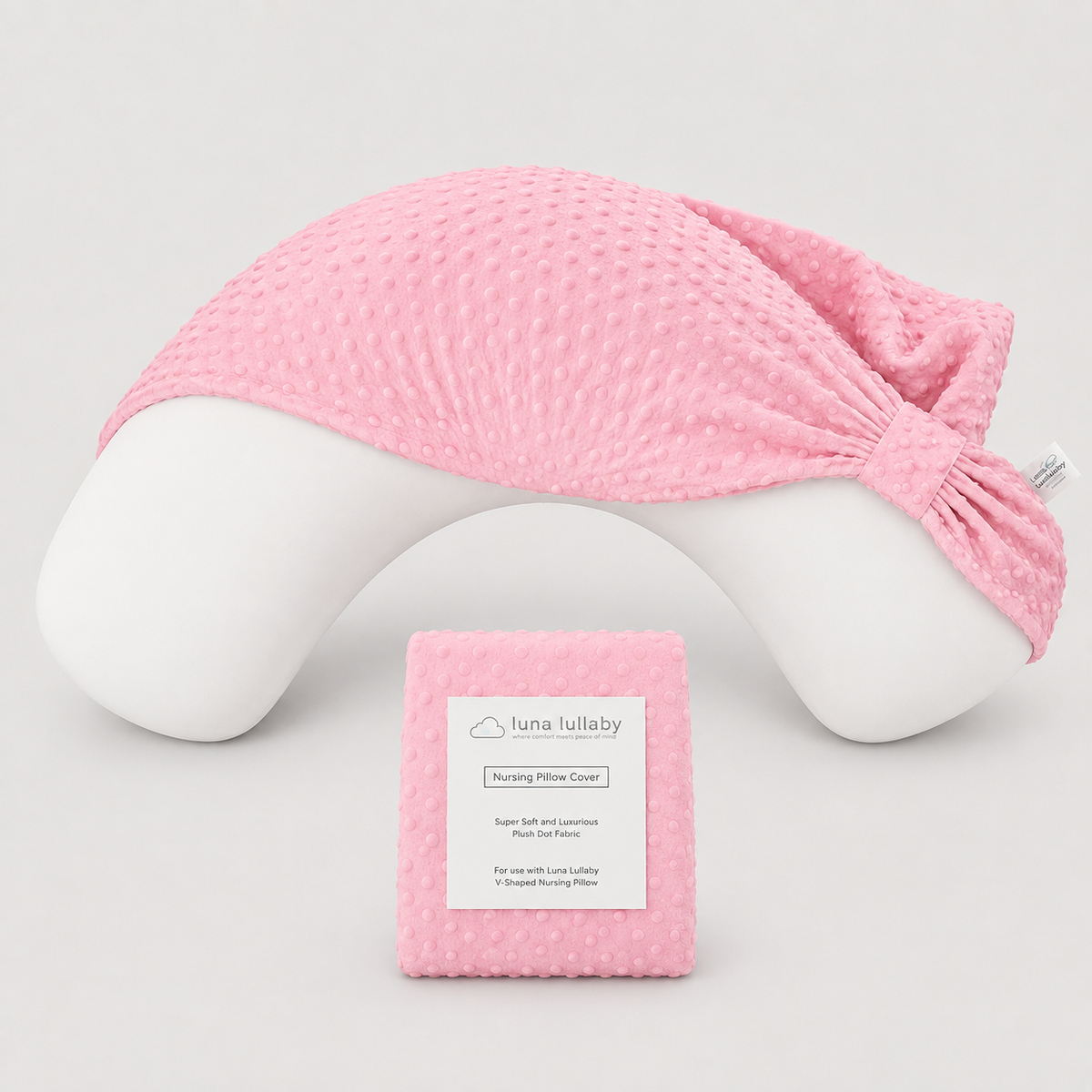Baby Pink Dot Nursing Pillow Cover | Luna Lullaby