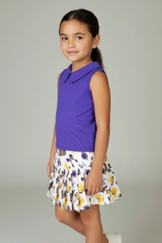 Girls Purple & Gold Gameday Cheer Set – Geaux Fight Win Top & Skort