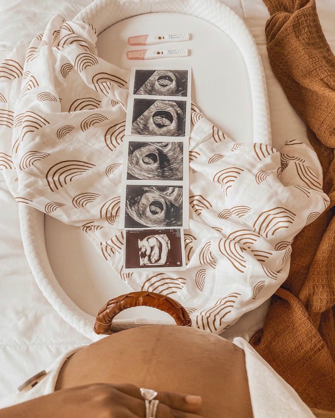 Caramel Rainbow Muslin Swaddle Blanket