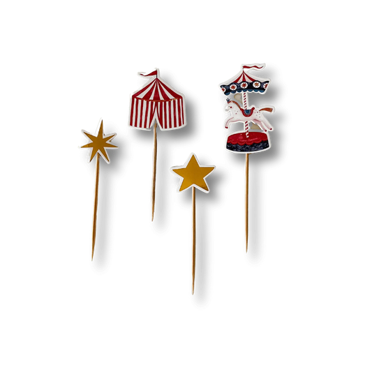 Carnival Cupcake Toppers - Circus Toppers 8pcs