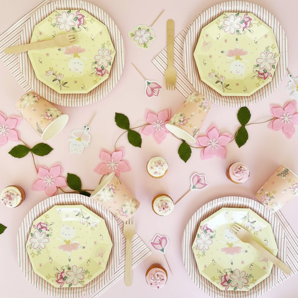 Ballerina Cat Birthday Party Supplies Kit – Girls Party | Plates, Cups, Napkins | Party in a Box