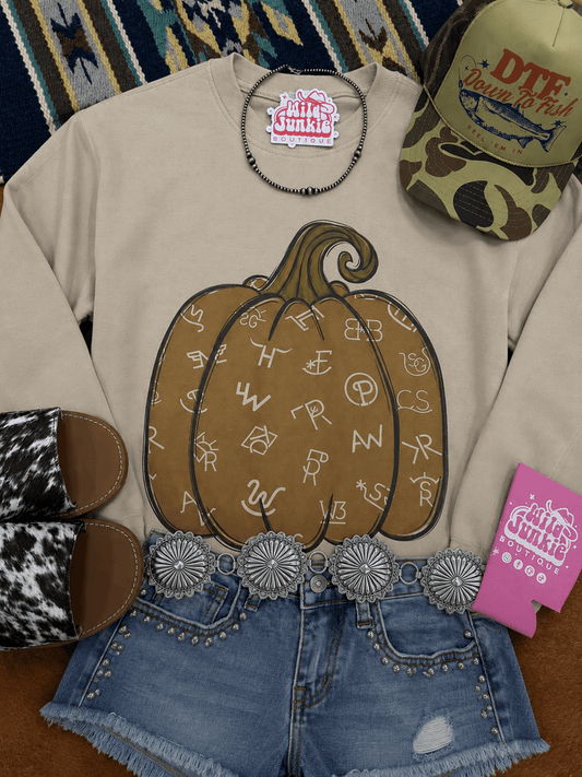 Cattle Brand Pumpkin Graphic Sweatshirt