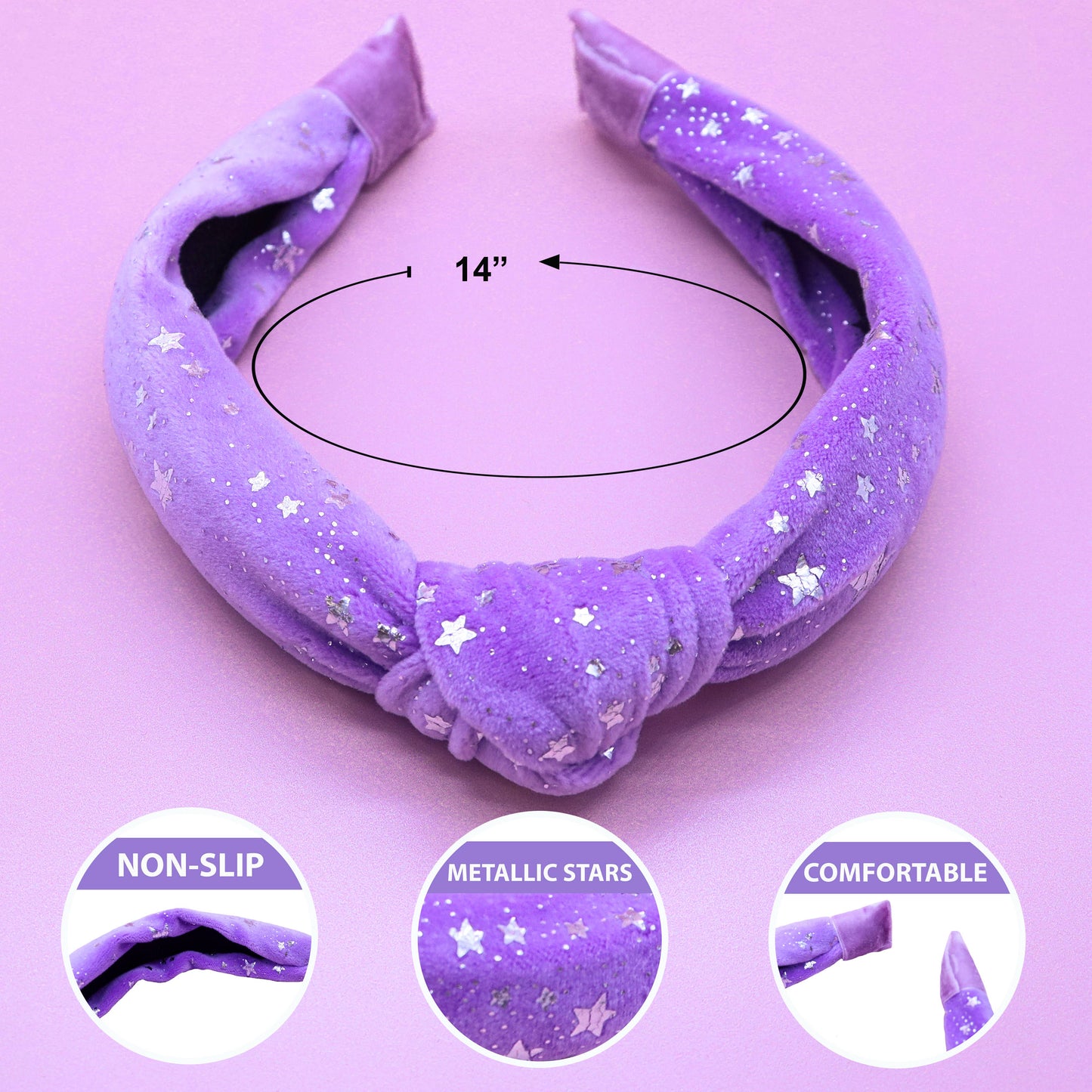 Kids Knot Headband - Star Purple Velvet Hair Accessories