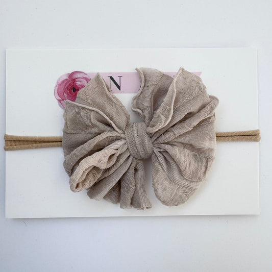 Champagne | Skinny Mini Nylon Ruffled Baby Headband