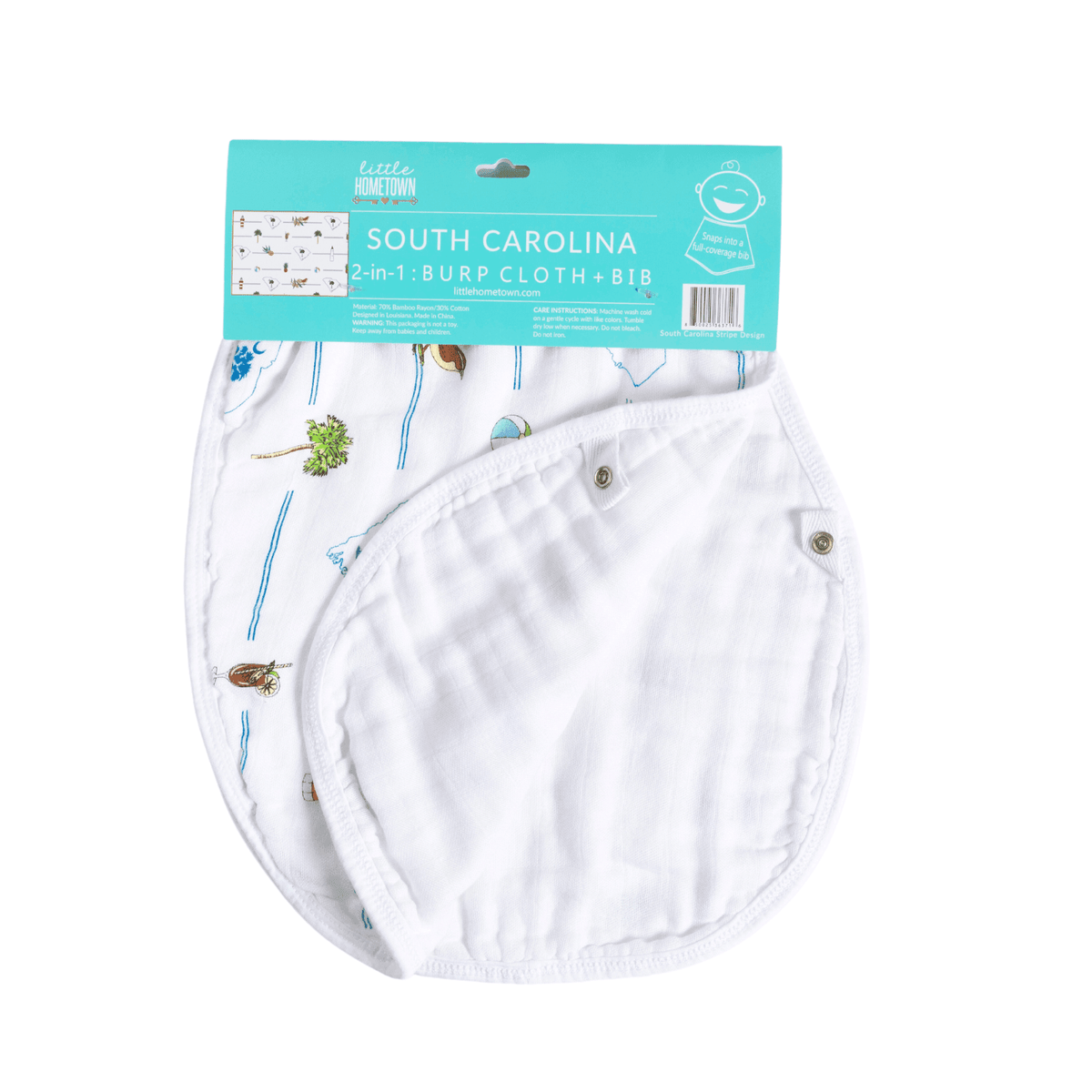 Charleston Rainbow , South Carolina Newborn Gift Bundle: Swaddle, Bib & Onesie