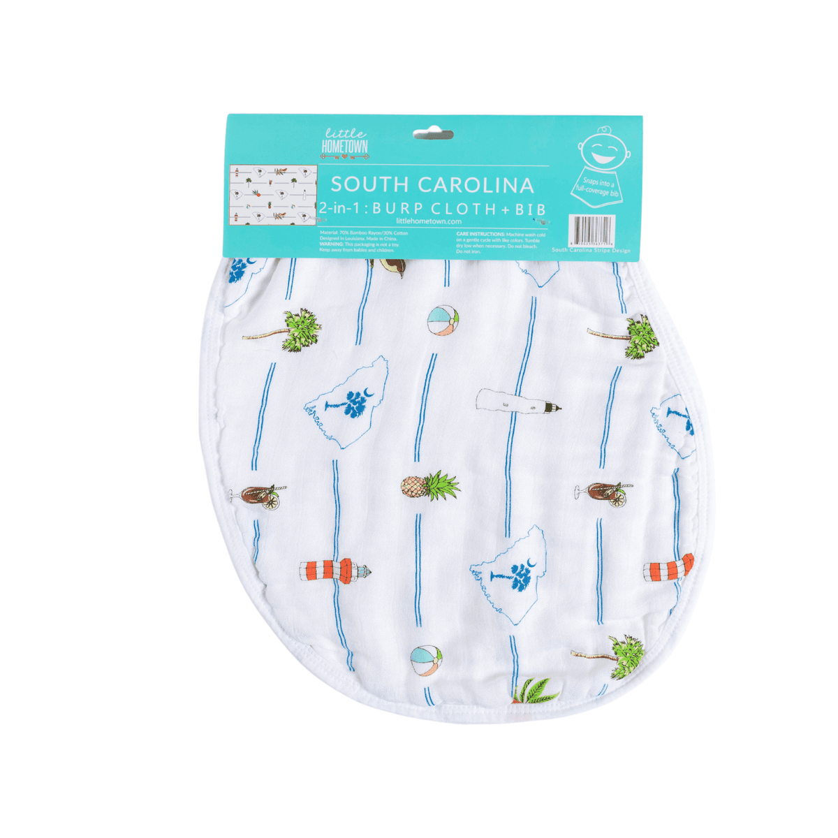 Charleston Rainbow , South Carolina Newborn Gift Bundle: Swaddle, Bib & Onesie