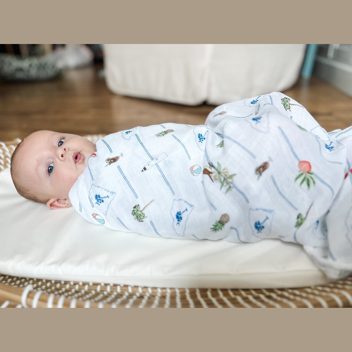 Charleston Rainbow , South Carolina Newborn Gift Bundle: Swaddle, Bib & Onesie