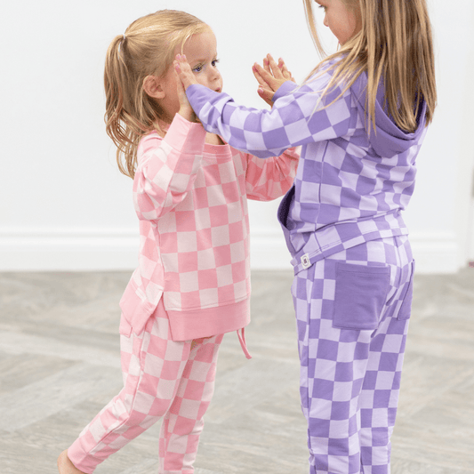 Checker Purple Haze Crew Neck Jogger Set